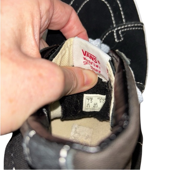 VANS Off the Wall Men's 7.5 Women's 9 Sk8 Hi Skateboarding Sneakers Black Suede - Picture 7 of 7